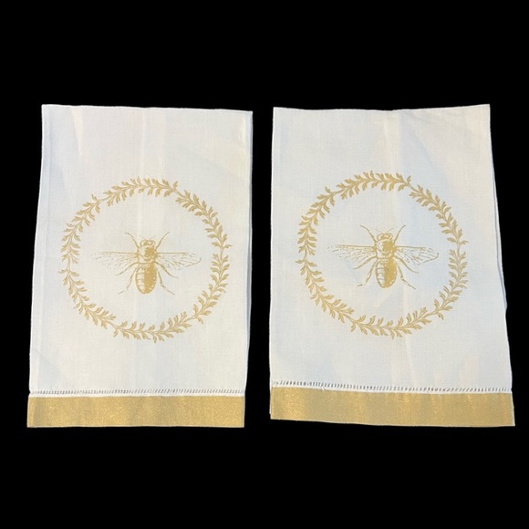 2 Linen Decorative Royal Bee Tea Towels Hand Towels - Picture 9 of 9